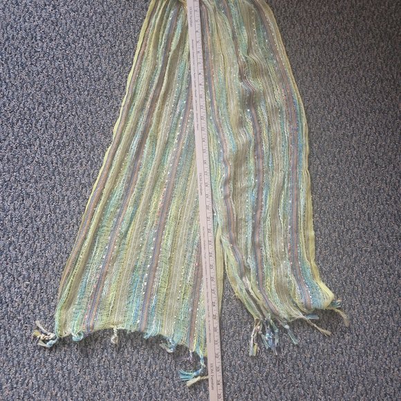 Lightweight Chartreuse Yellow Metallic Scarf - Picture 5 of 10